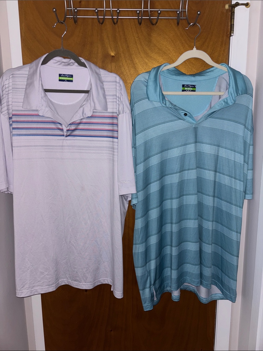 Ben Hogan Polo Duo — White with Pastel Stripes & Light Blue